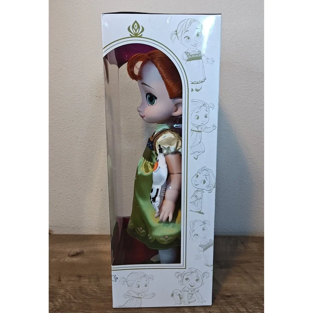 Disney Animators Collection Anna Doll Frozen 16in Green Satin Dress Olaf